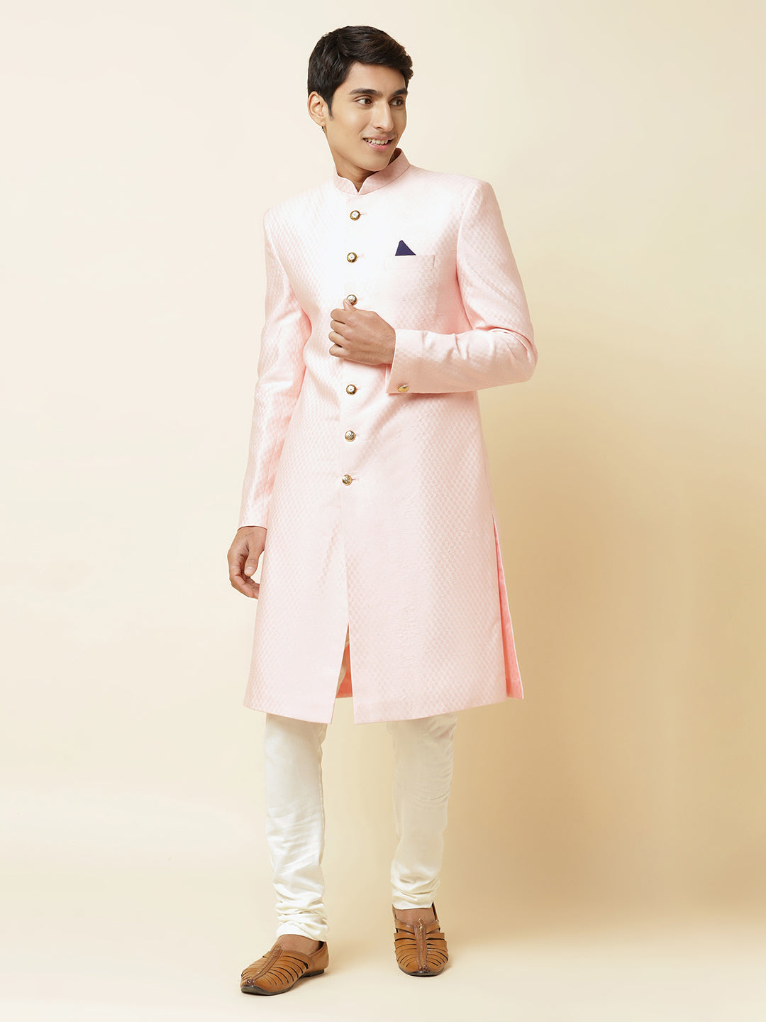 Pink Textured Sherwani Set - Spring Break