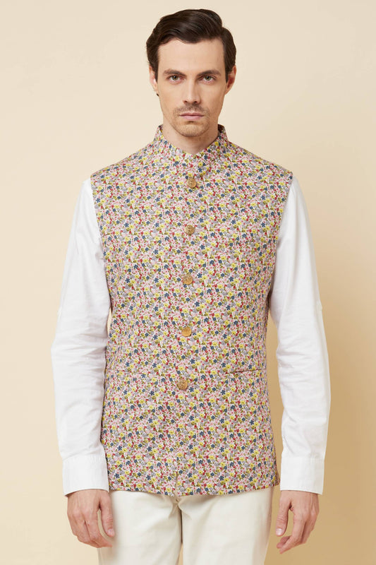 Floral Micro Print Bundi Jacket - Spring Break