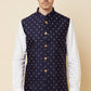 Navy Blue Embroidered Bundi Jacket - Spring Break