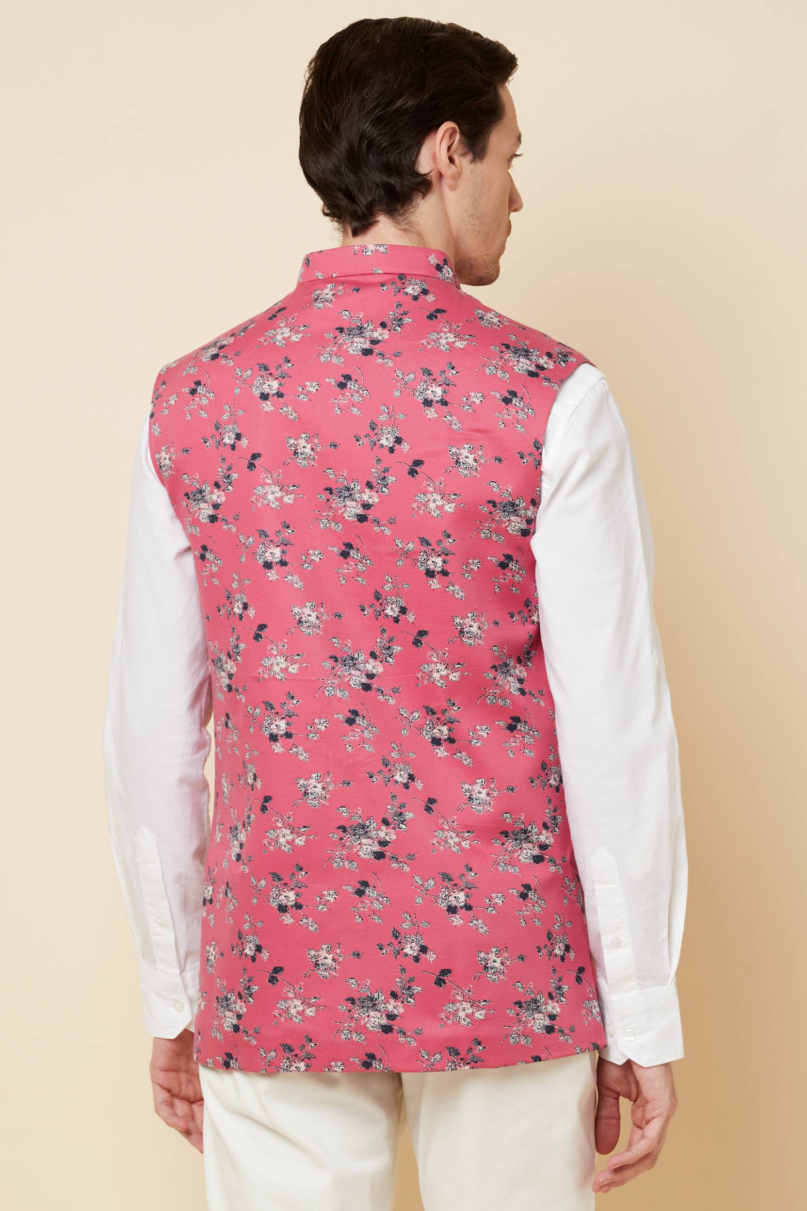 Pink Floral Print Bundi Jacket - Spring Break