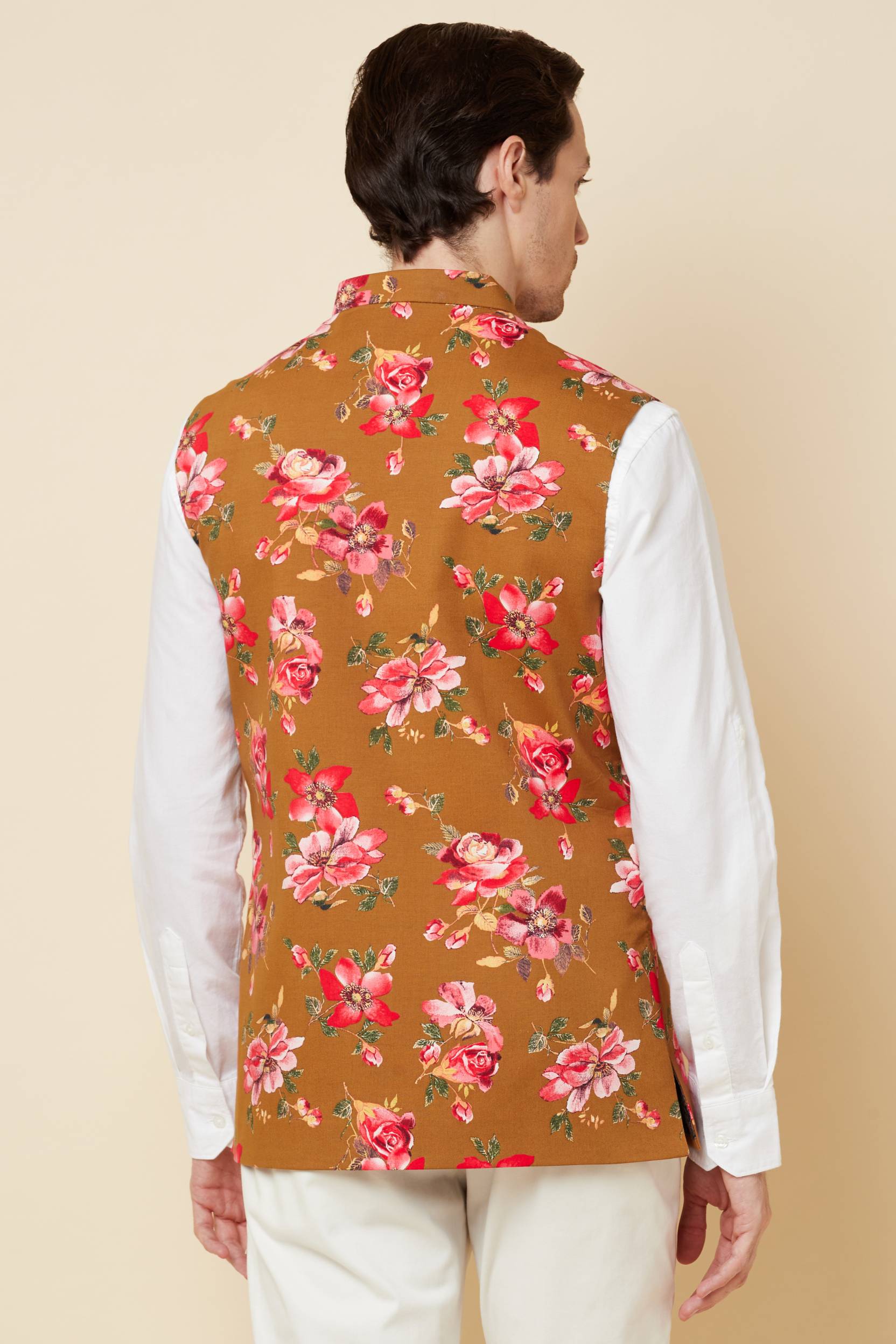 Mustard Floral Print Bundi Jacket - Spring Break