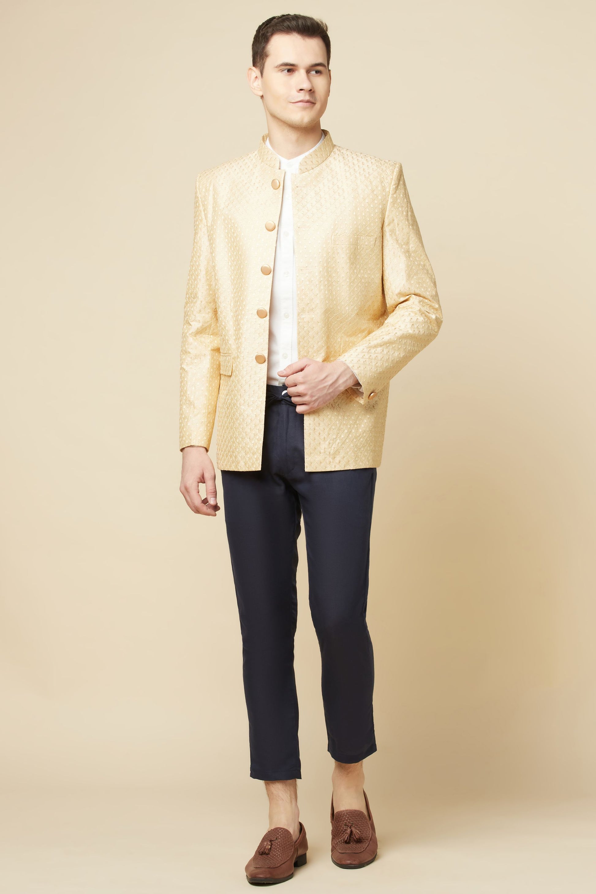 Nude Embroidered Jodhpuri Jacket - Spring Break