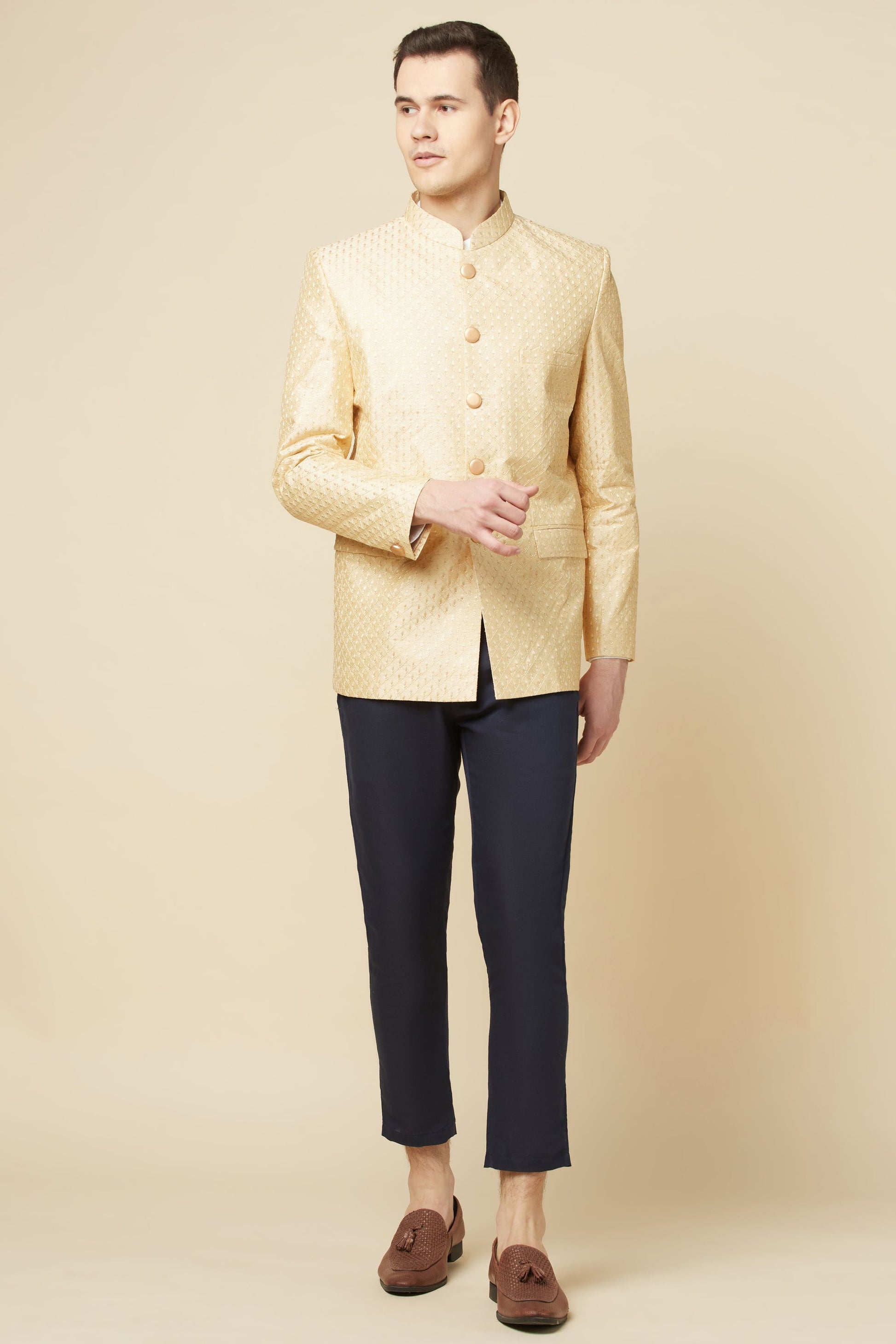 Nude Embroidered Jodhpuri Jacket - Spring Break