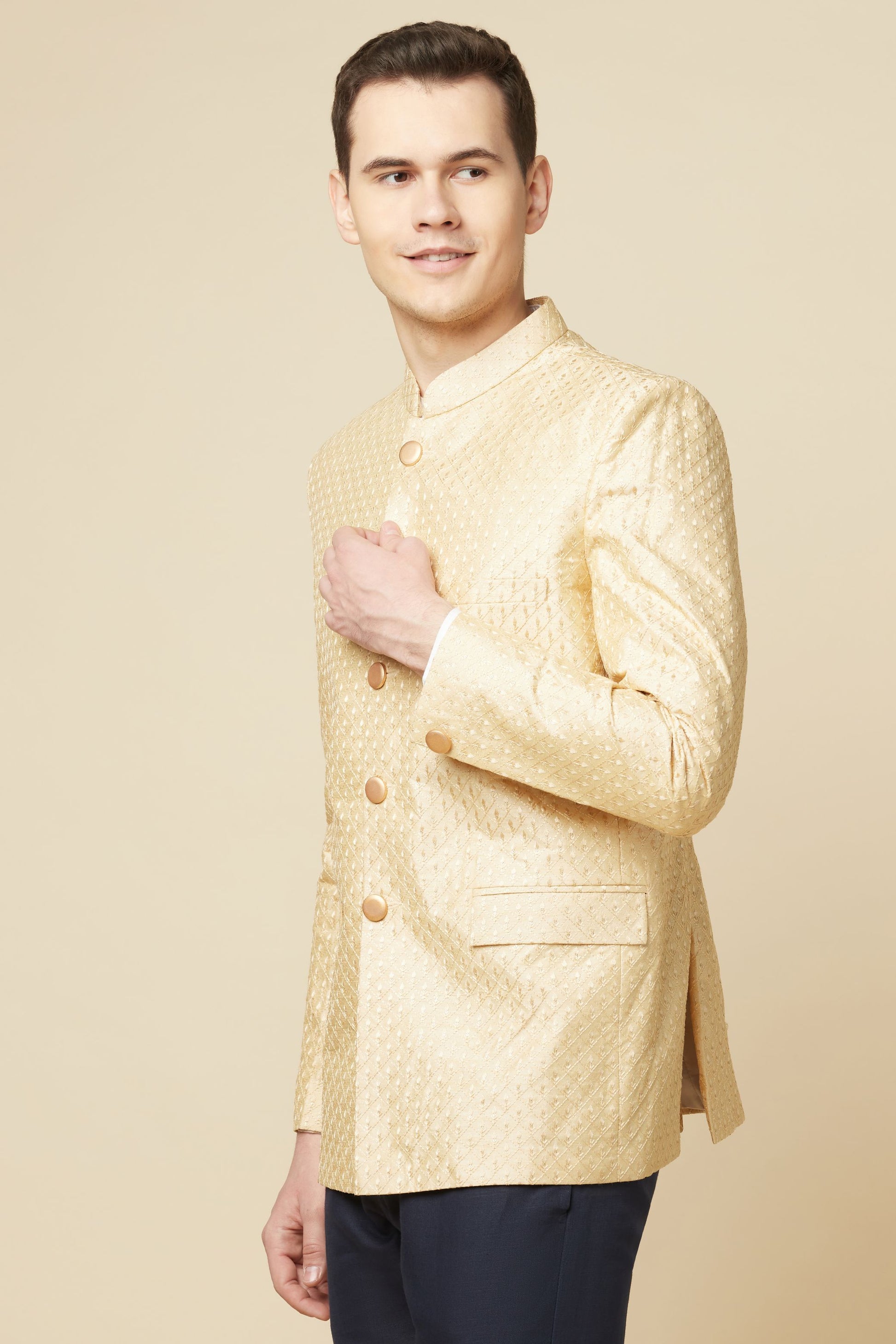 Nude Embroidered Jodhpuri Jacket - Spring Break