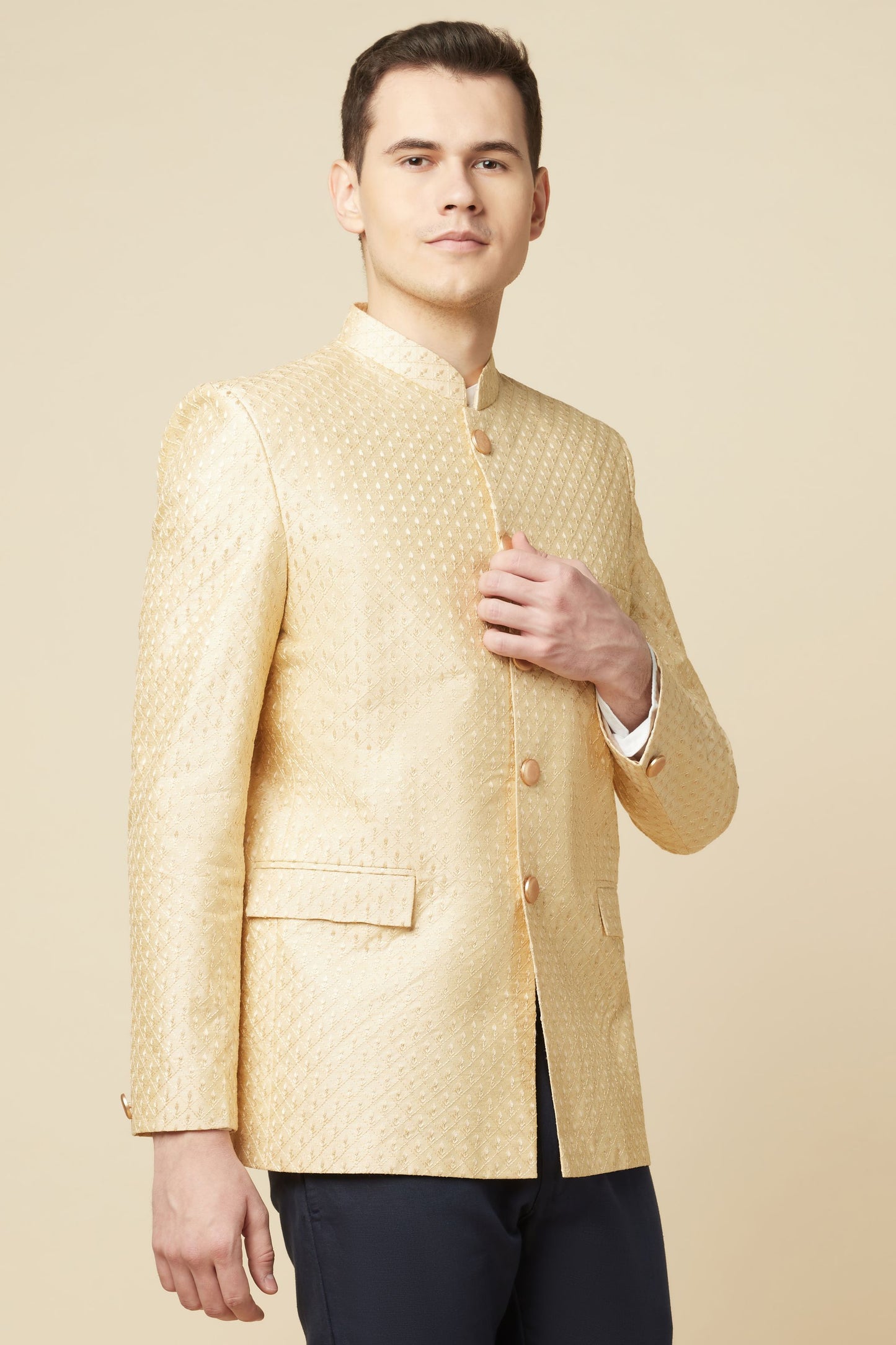 Nude Embroidered Jodhpuri Jacket - Spring Break