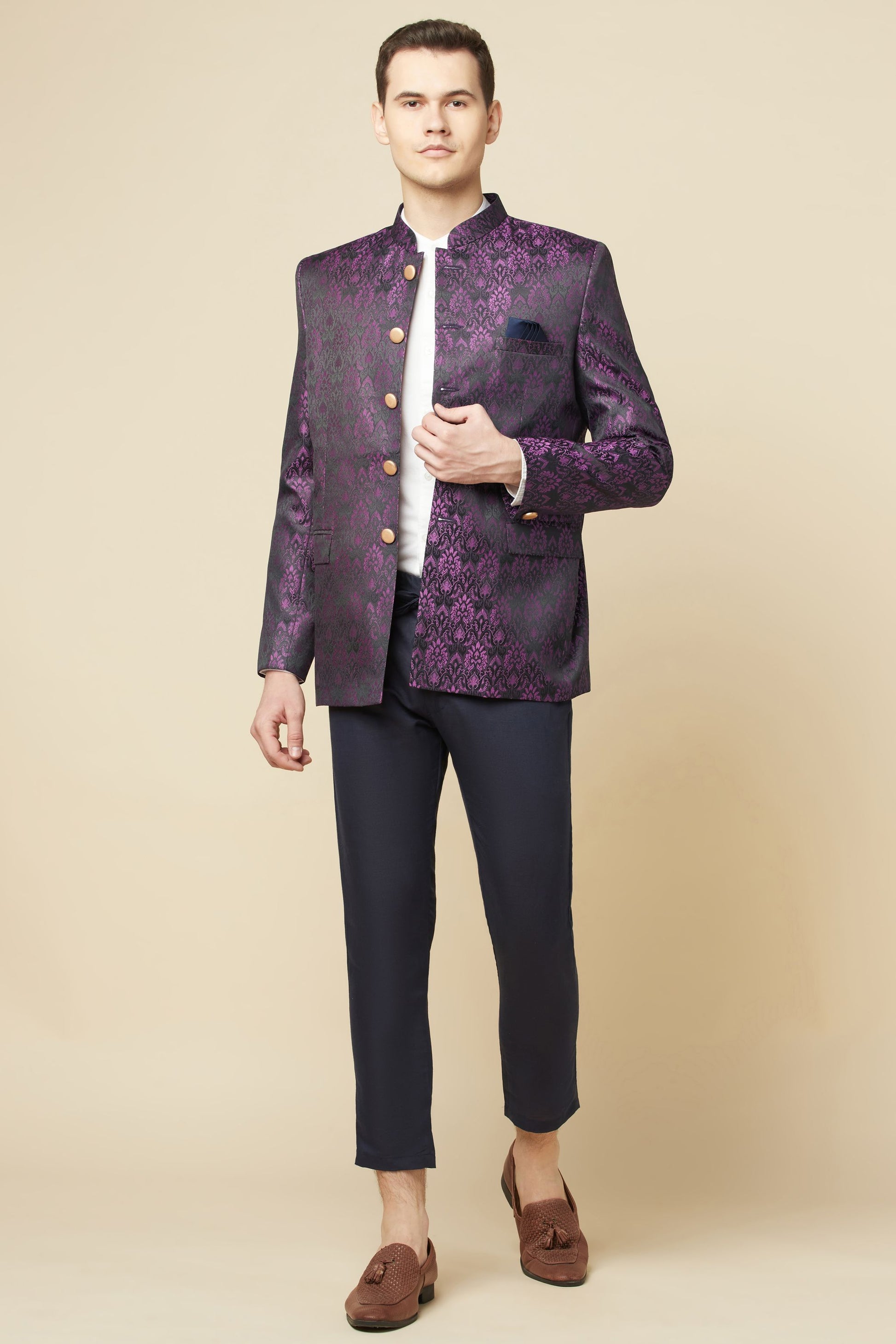 Purple Brocade Jodhpuri Jacket - Spring Break