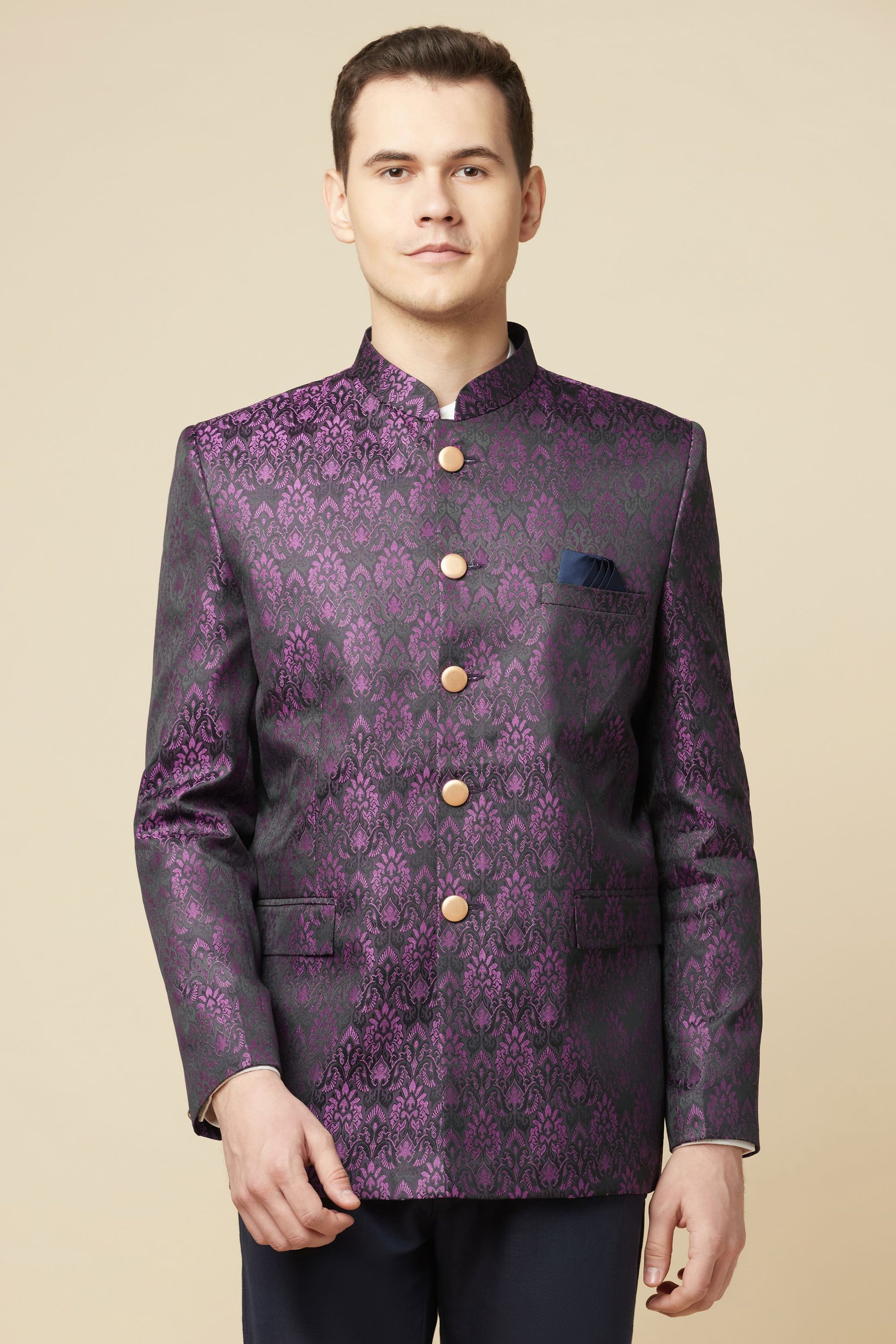 Purple Brocade Jodhpuri Jacket - Spring Break