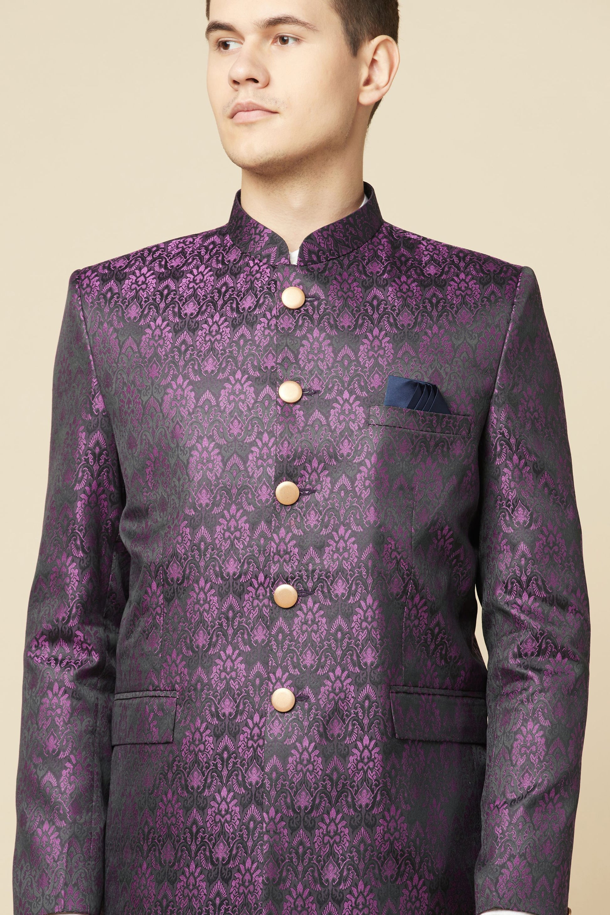 Purple Brocade Jodhpuri Jacket - Spring Break