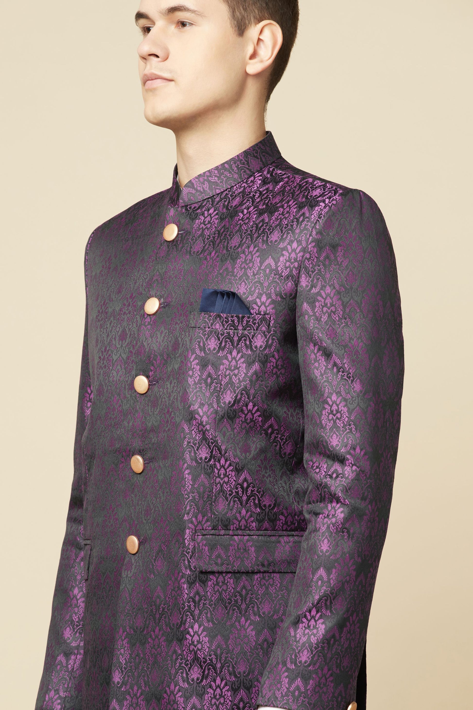 Purple Brocade Jodhpuri Jacket - Spring Break