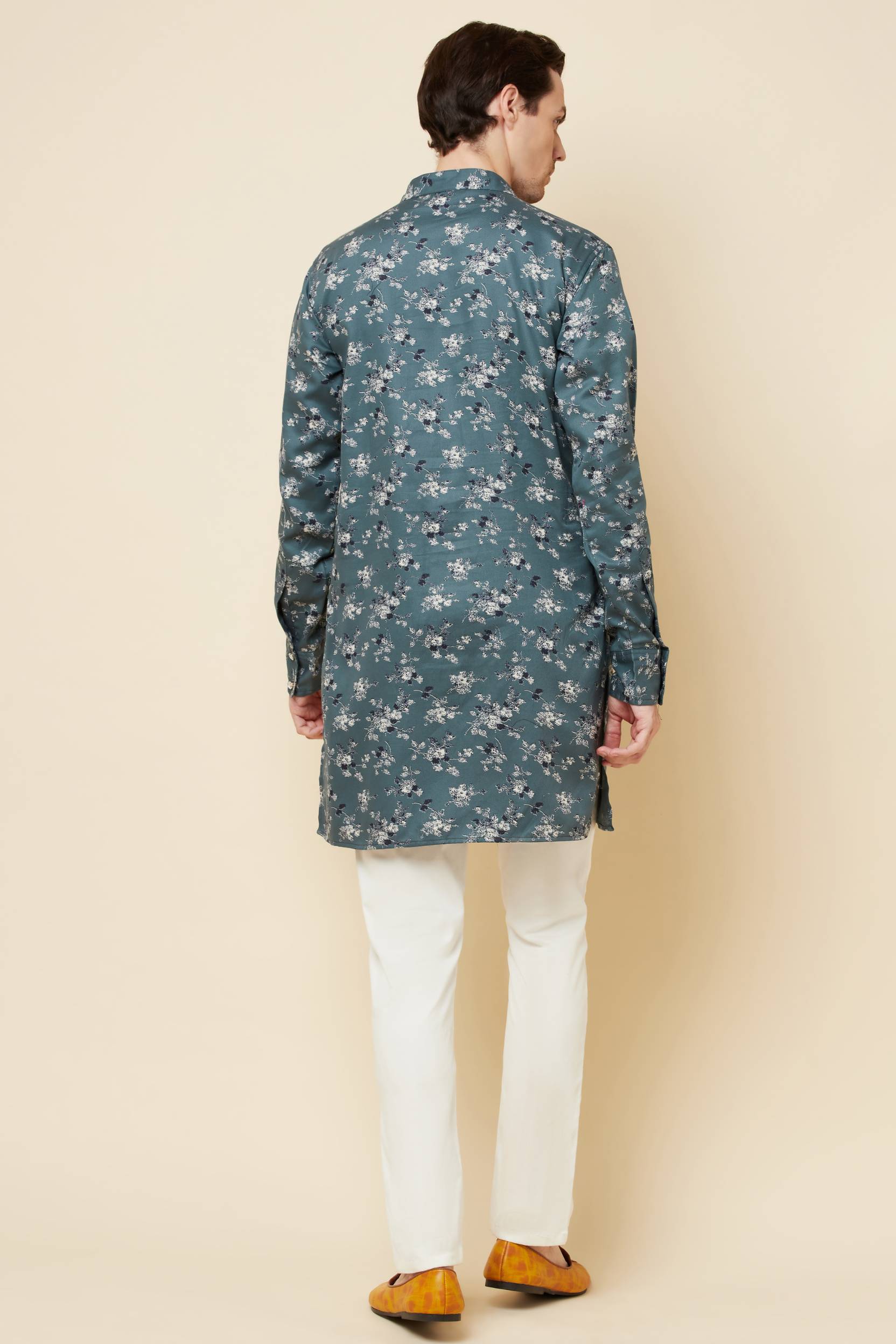 Teal Floral Print Kurta Set - Spring Break