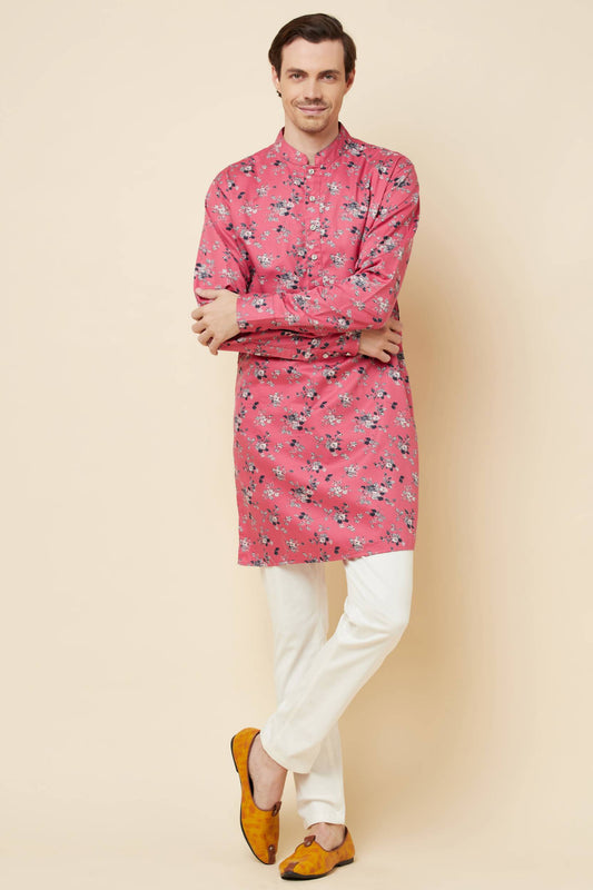 Pink Floral Print Kurta Set - Spring Break