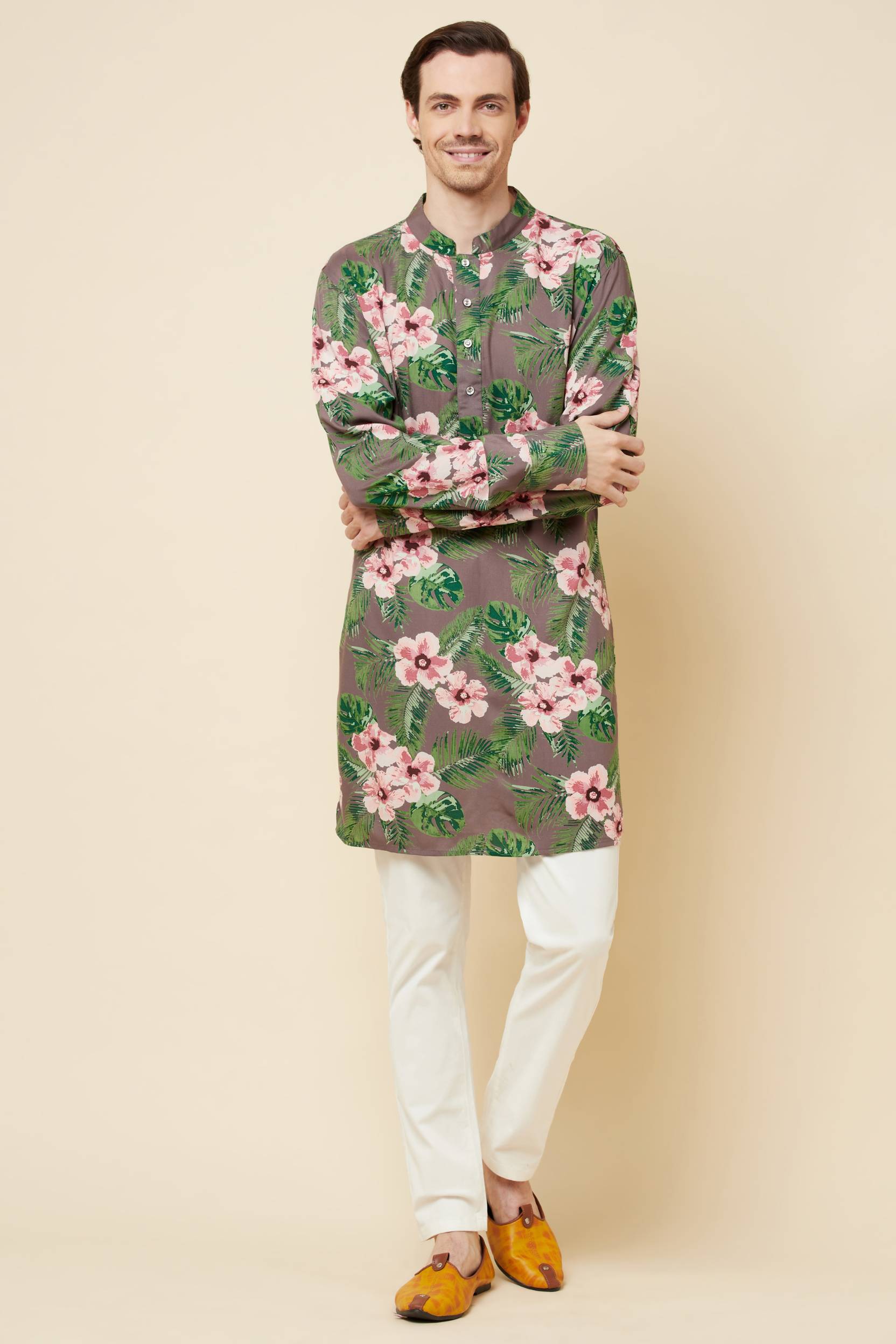 Large Floral Print Kurta Set - Spring Break