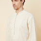 White Lucknowi Embroidered Sequin Kurta Set - Spring Break