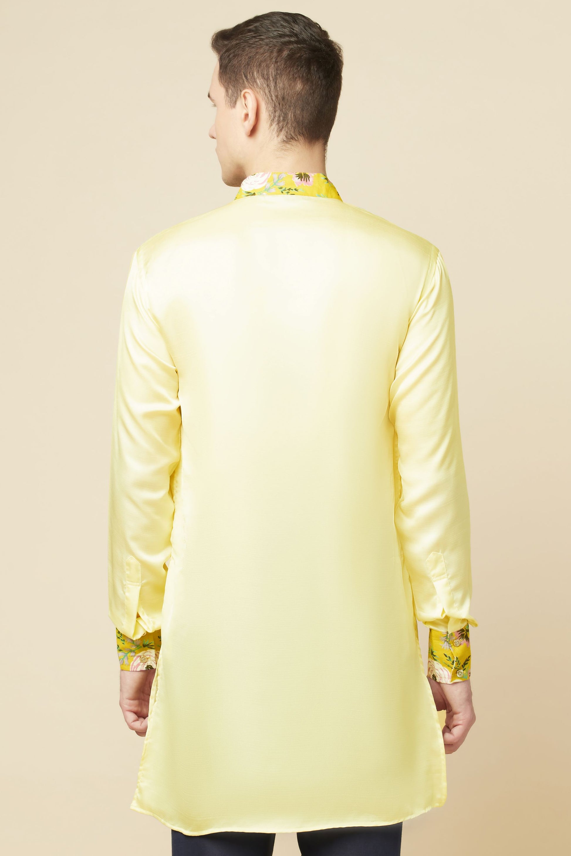 Lemon Yellow Kurta with Print Detail - Spring Break