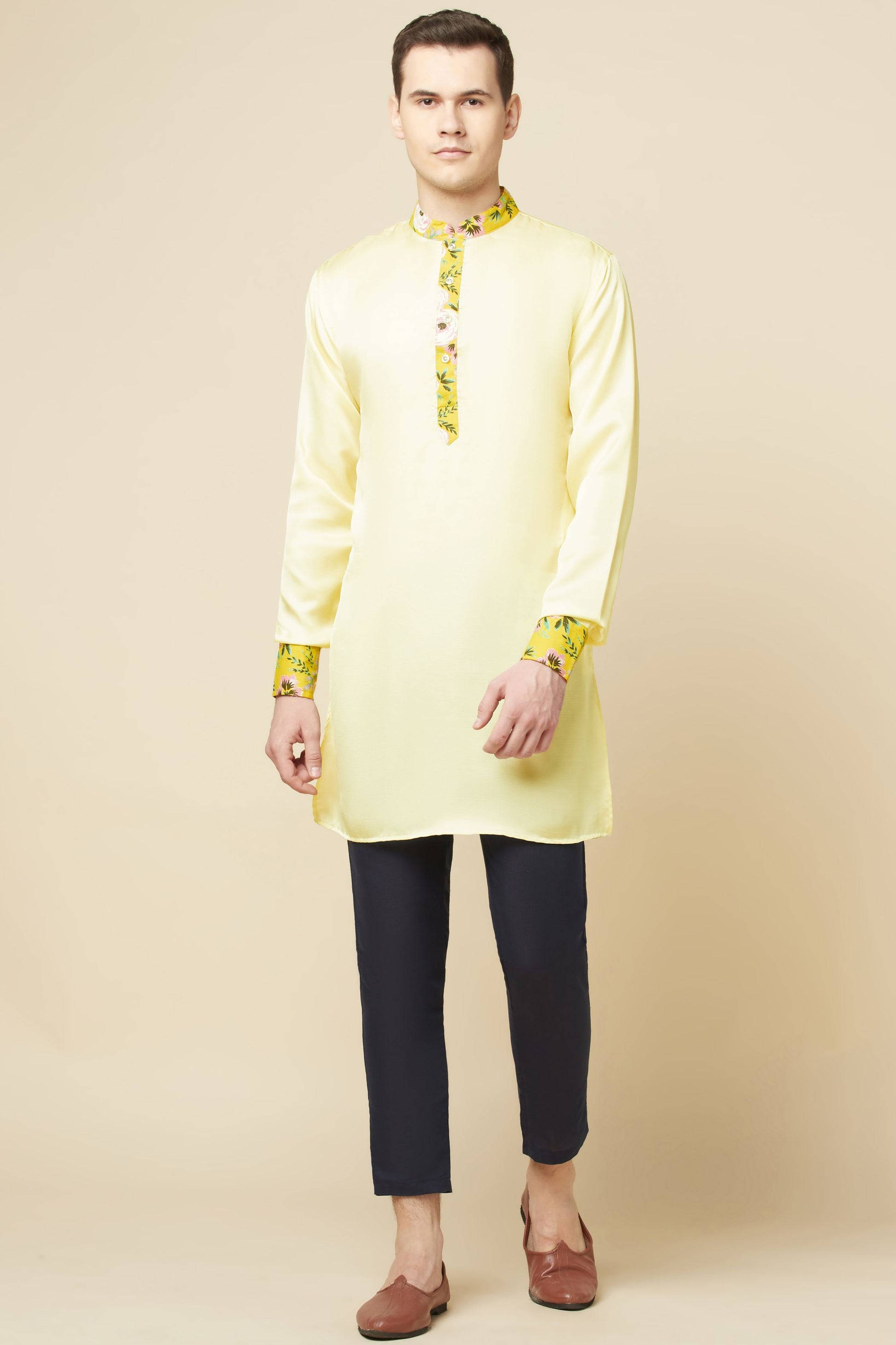 Lemon Yellow Kurta with Print Detail - Spring Break