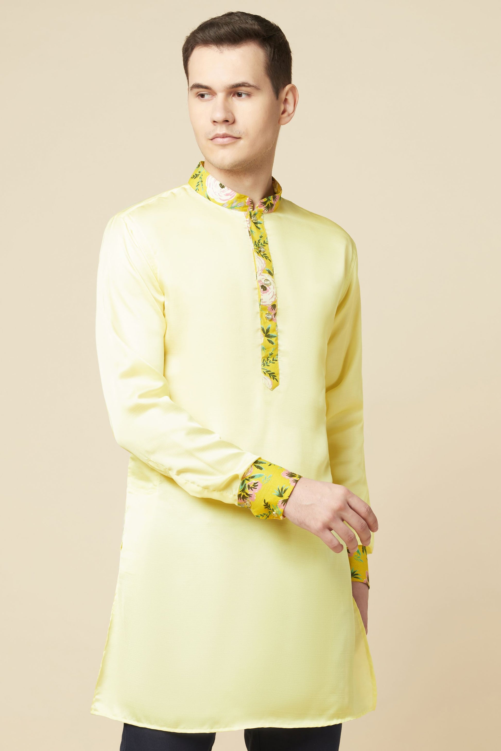 Lemon Yellow Kurta with Print Detail - Spring Break