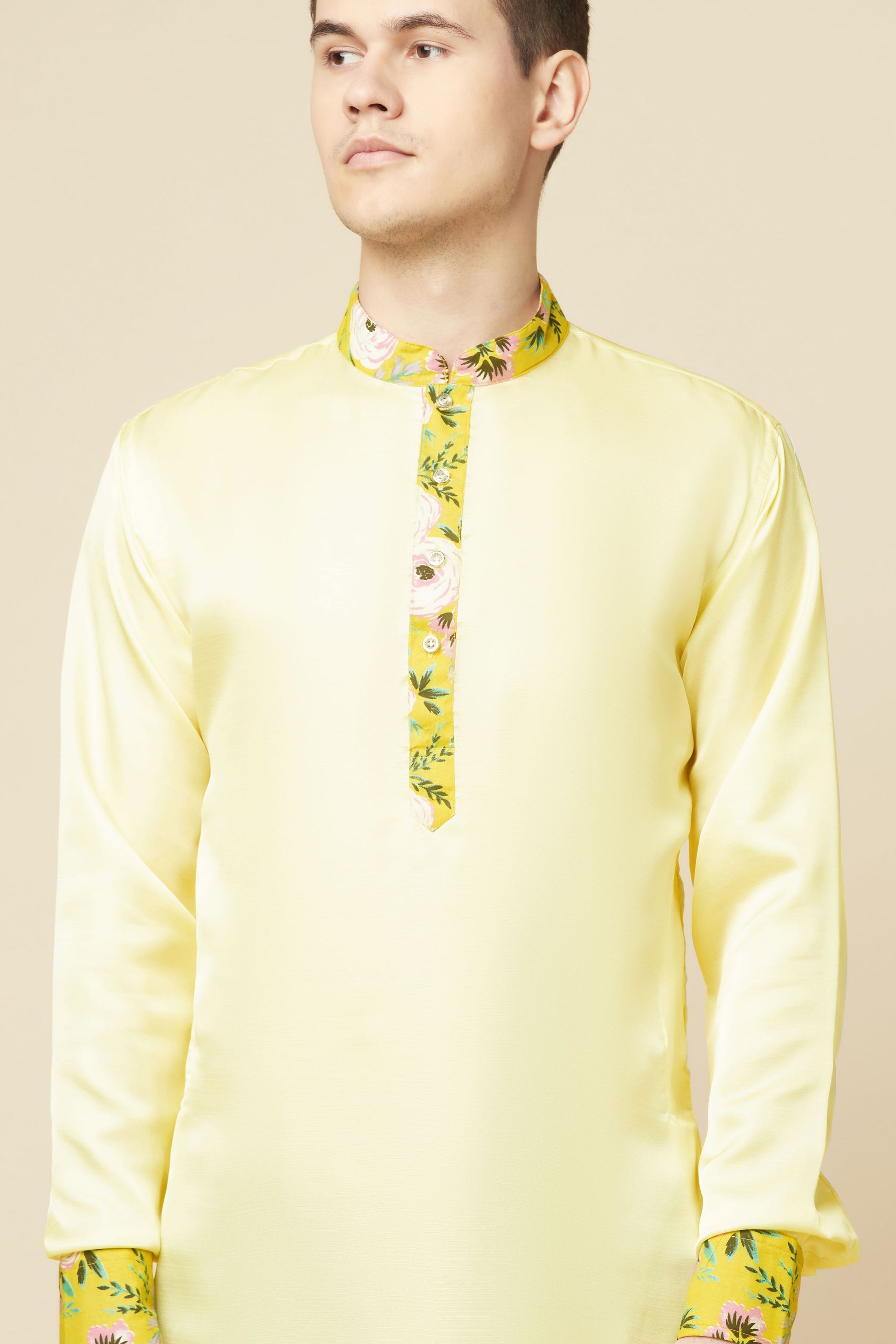 Lemon Yellow Kurta with Print Detail - Spring Break