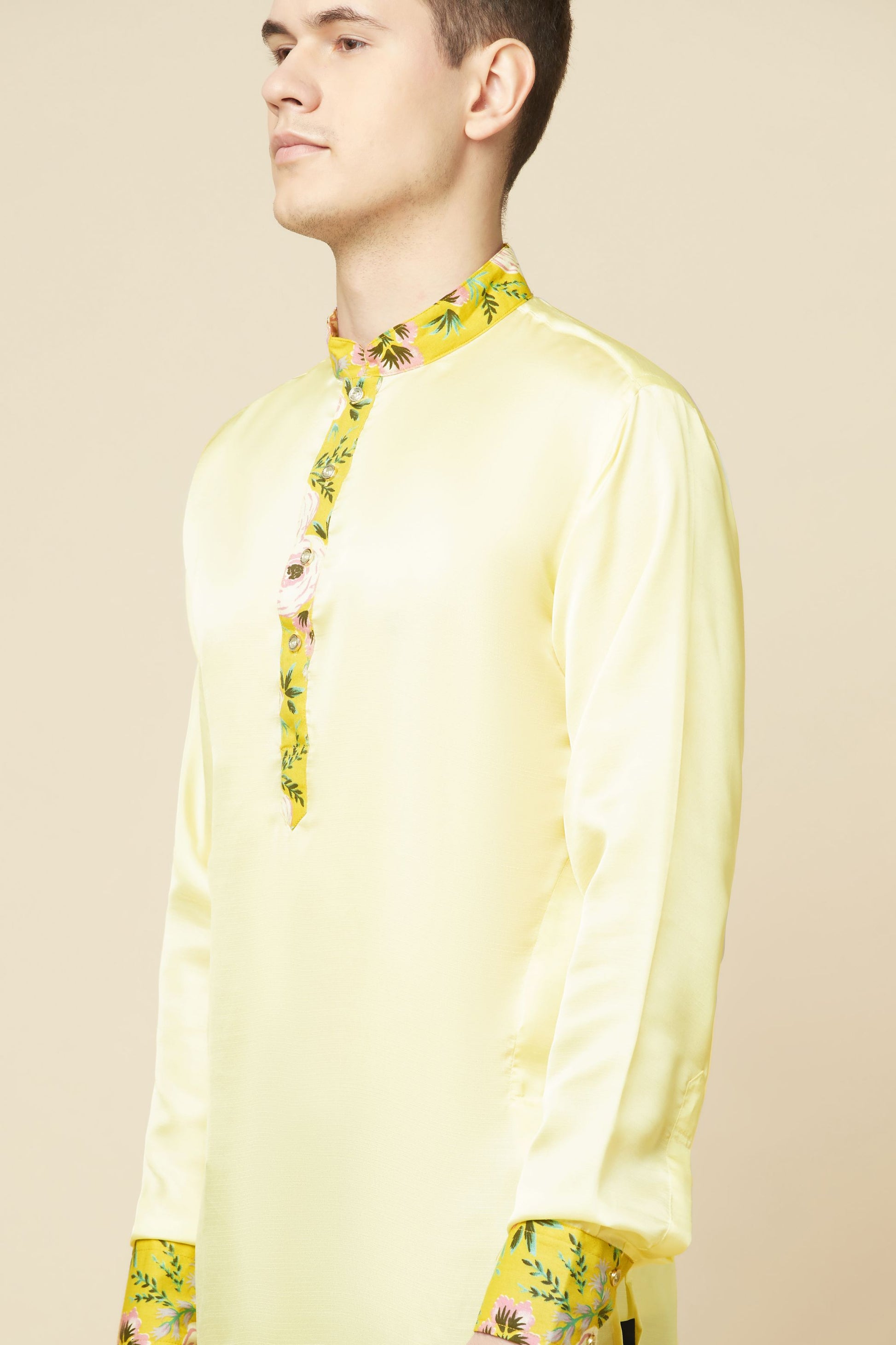 Lemon Yellow Kurta with Print Detail - Spring Break