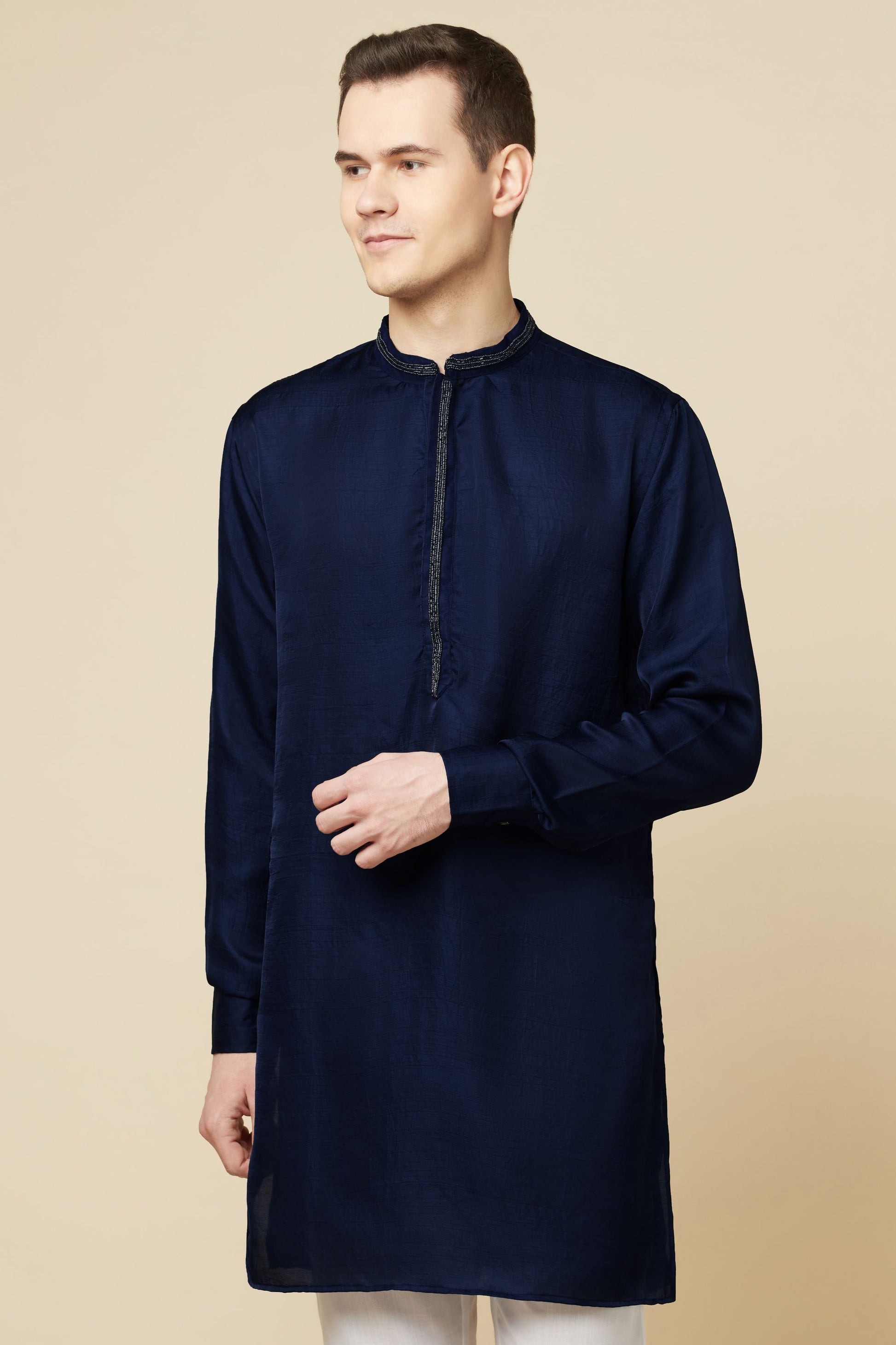 Navy Blue Embroidered Kurta - Spring Break