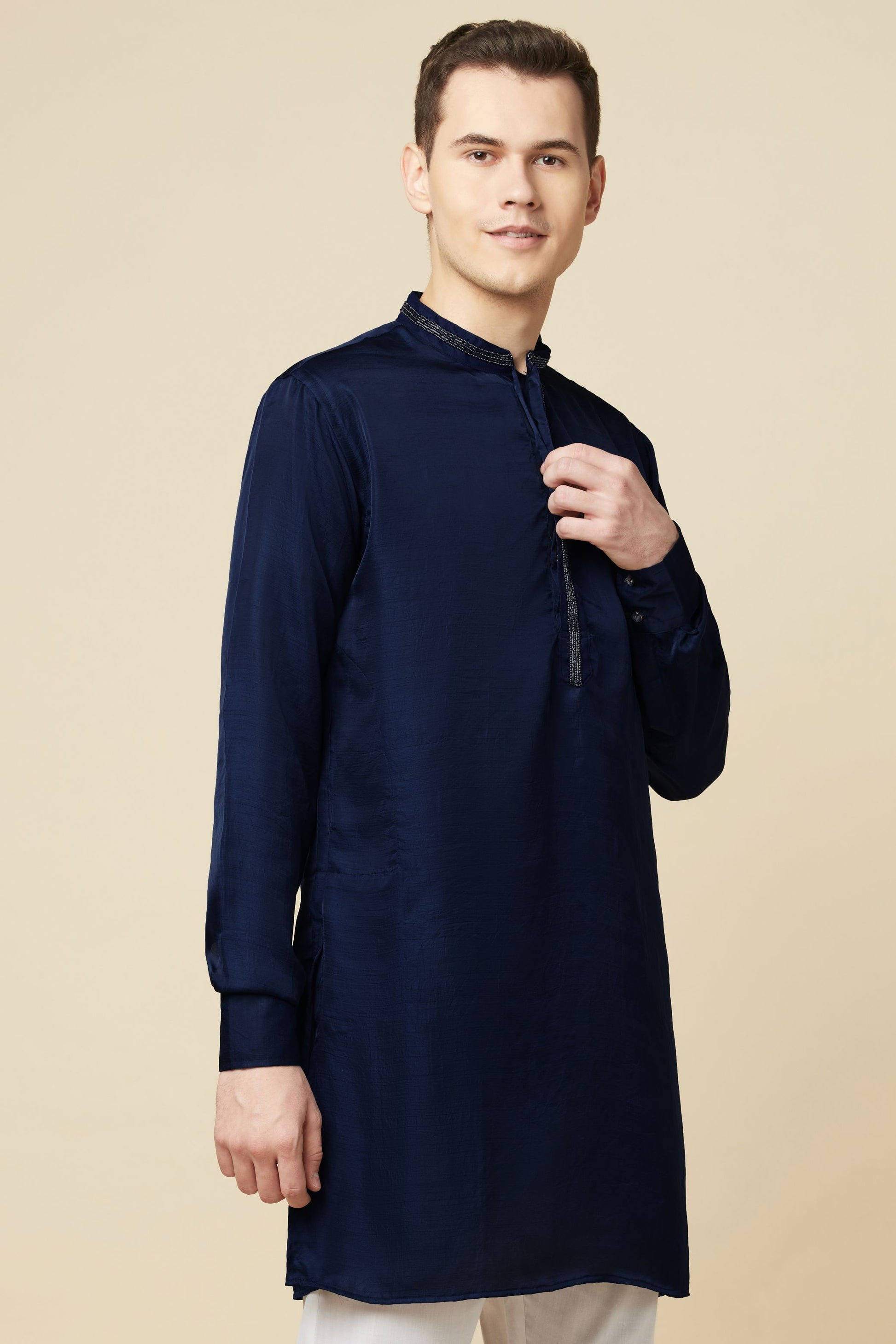 Navy Blue Embroidered Kurta - Spring Break