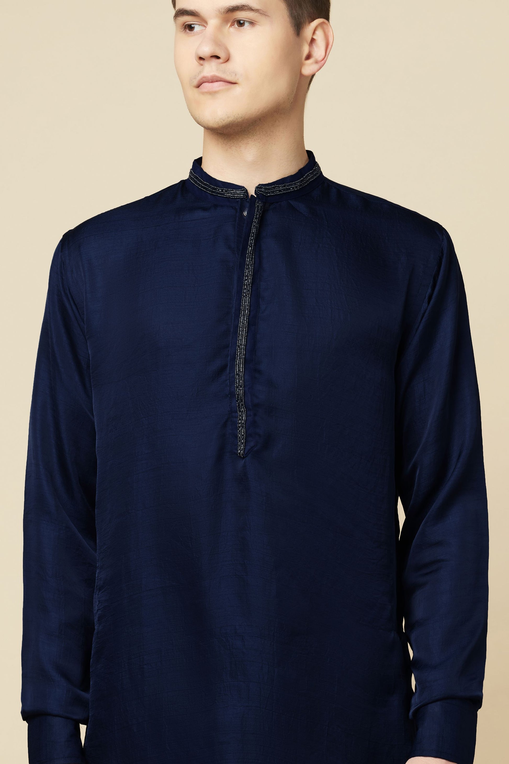 Navy Blue Embroidered Kurta - Spring Break