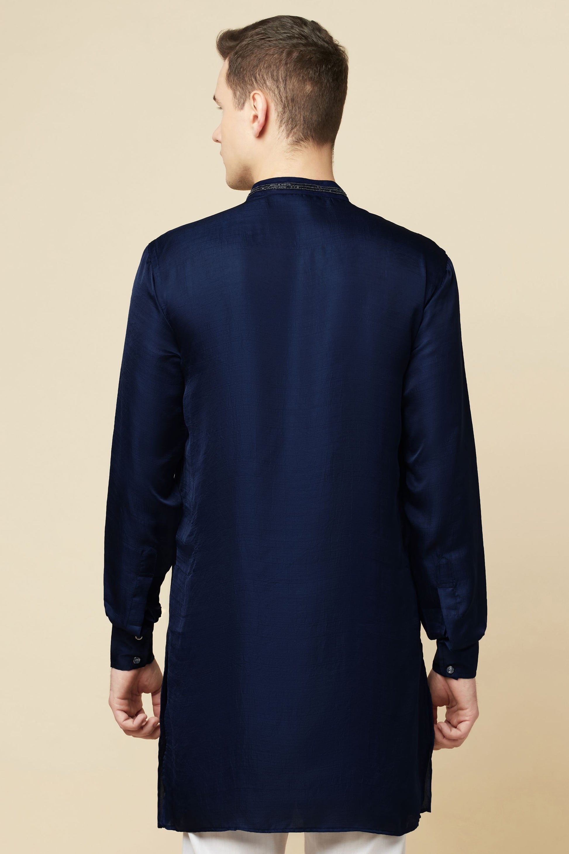 Navy Blue Embroidered Kurta - Spring Break