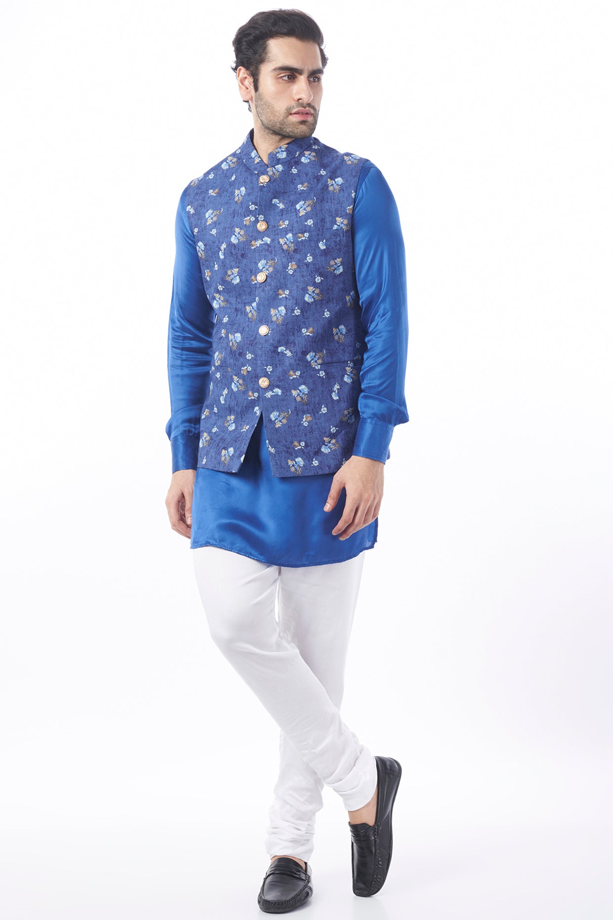 Floral Print Bundi Jacket with Kurta Set - Spring Break