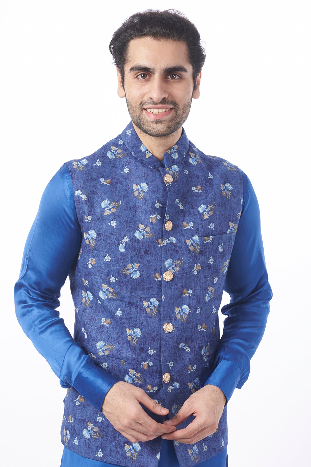 Floral Print Bundi Jacket with Kurta Set - Spring Break