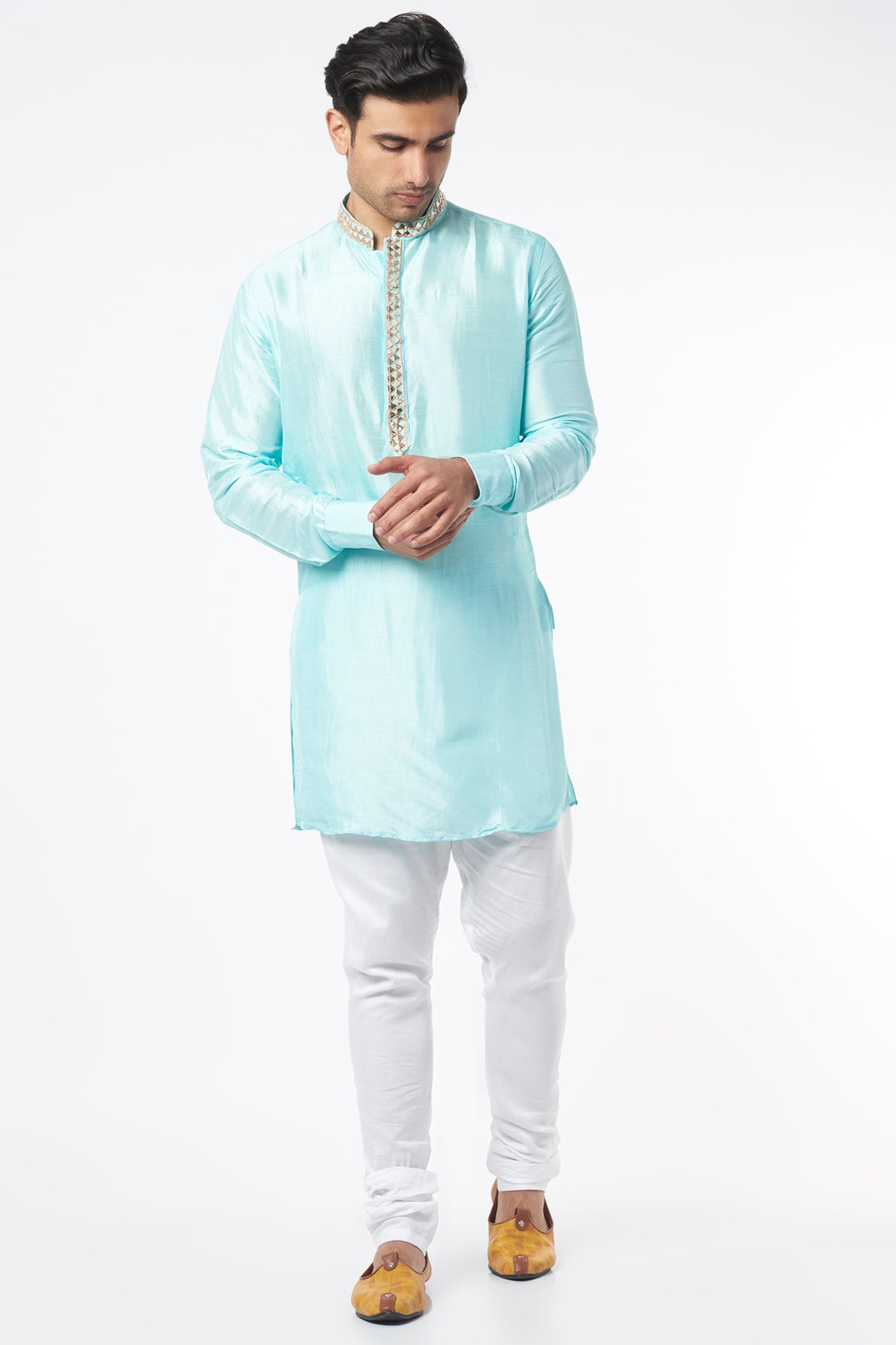 Ice Blue Embroidered Kurta Set - Spring Break