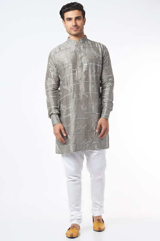 Grey Mirror Embroidery Kurta Set - Spring Break