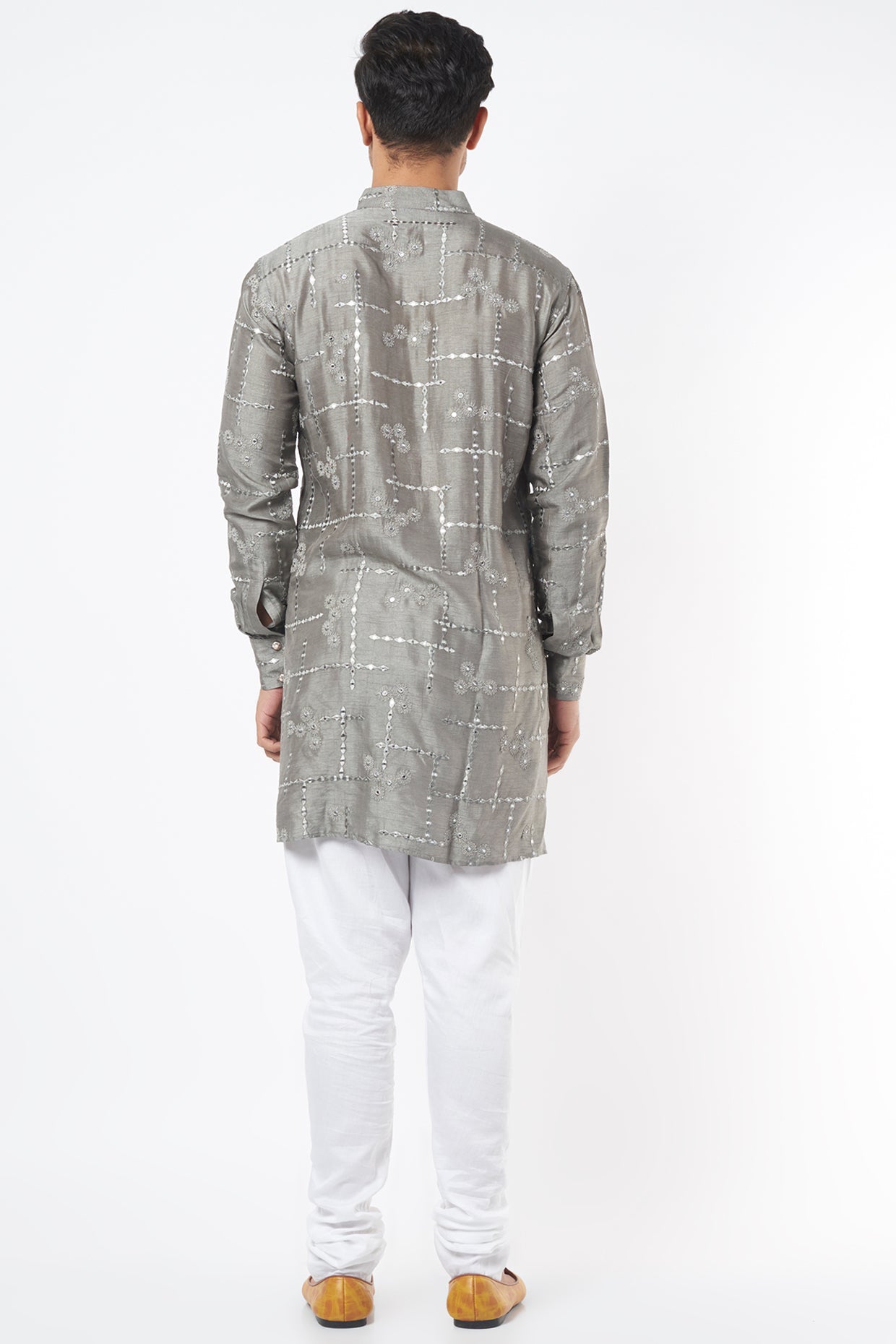 Grey Mirror Embroidery Kurta Set - Spring Break