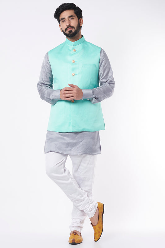 Colour Block Bundi Jacket with Kurta Set - Spring Break