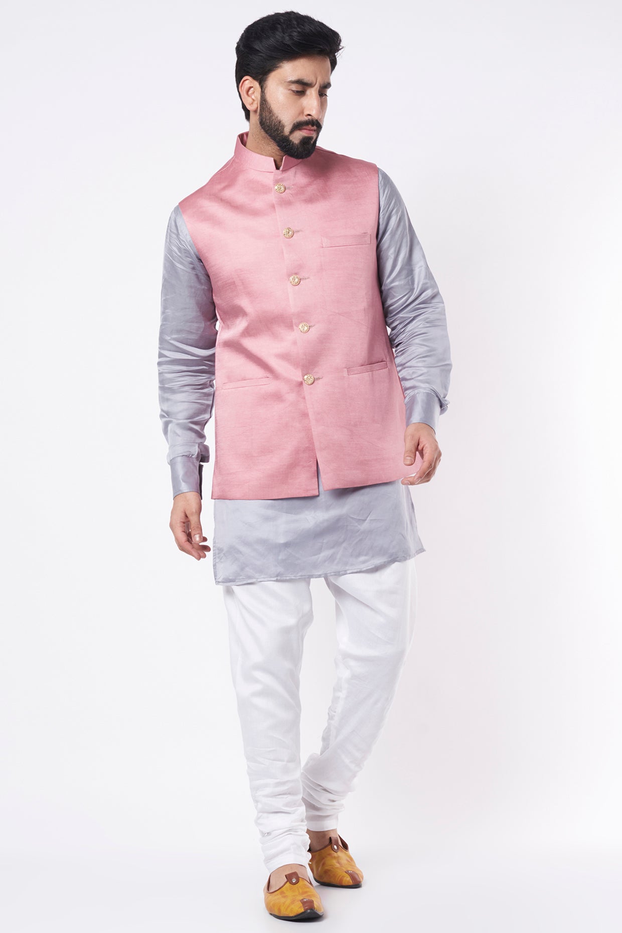 Contrast Bundi Jacket with Kurta Set - Spring Break