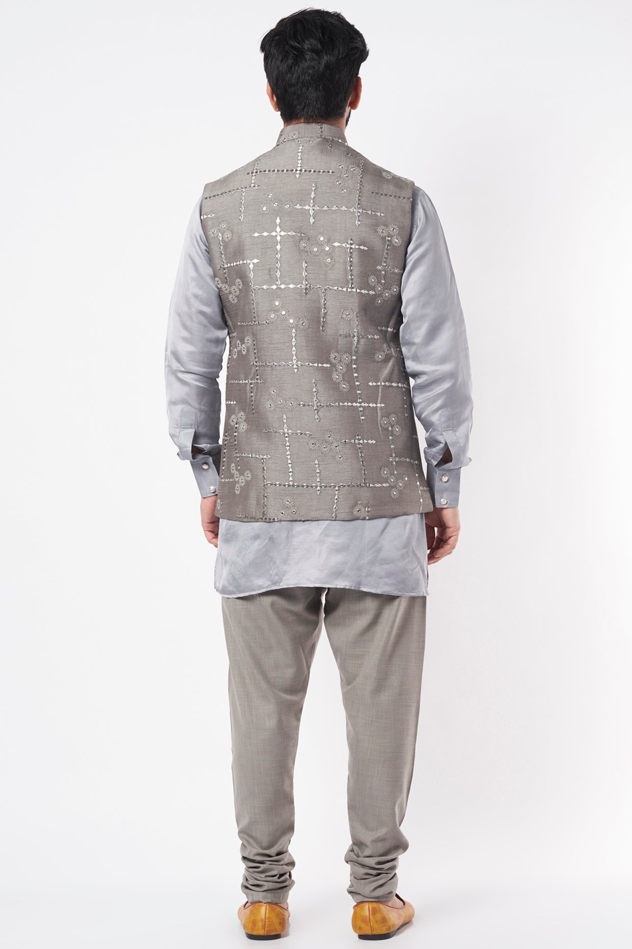 Grey Mirror Embroidered Bundi Jacket - Spring Break