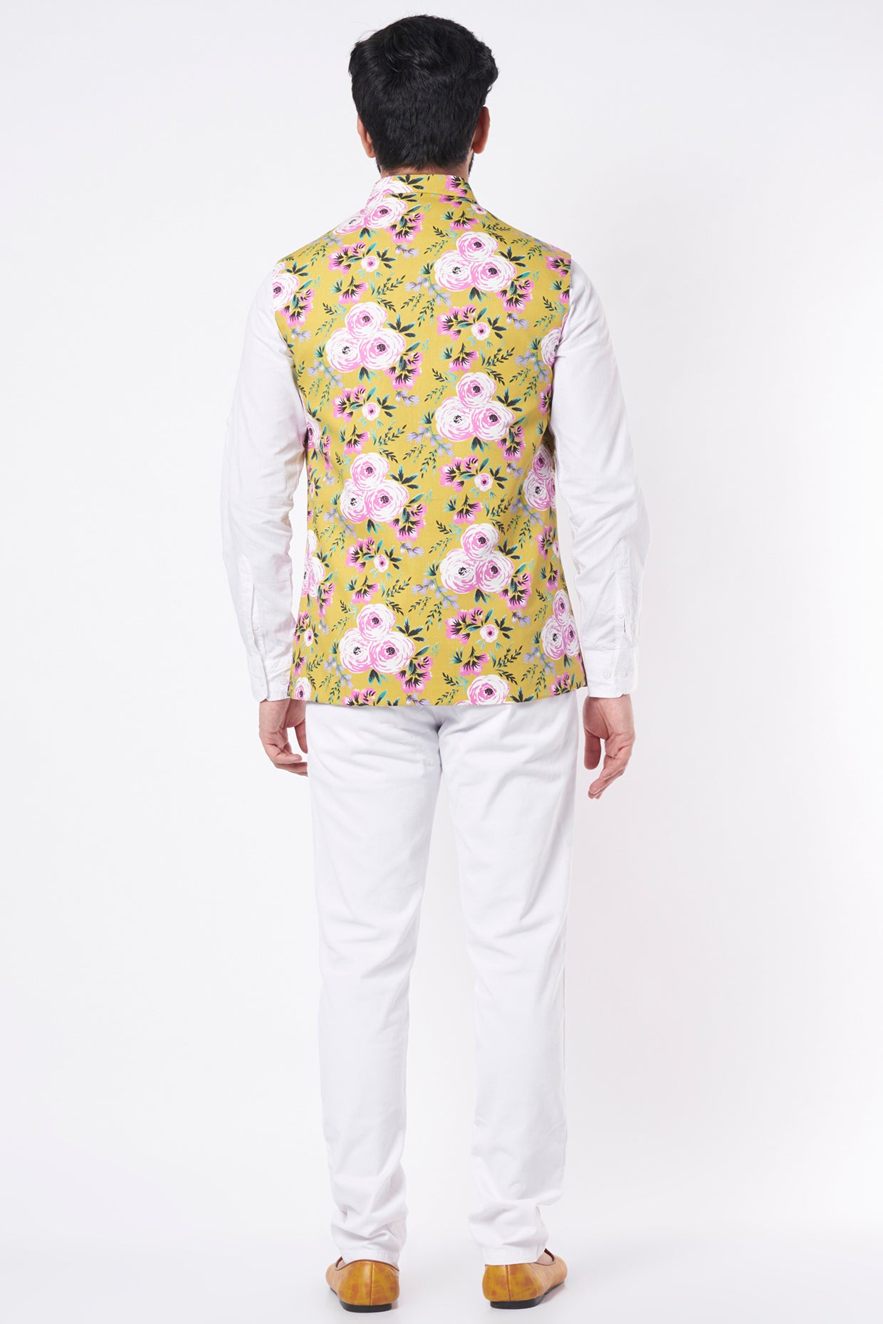 Yellow Floral Print Bundi Jacket - Spring Break
