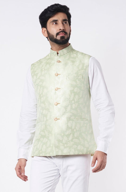 Mint Green Jacquard Bundi Jacket - Spring Break