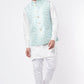Blue Jacquard Bundi Jacket with Kurta Set - Spring Break