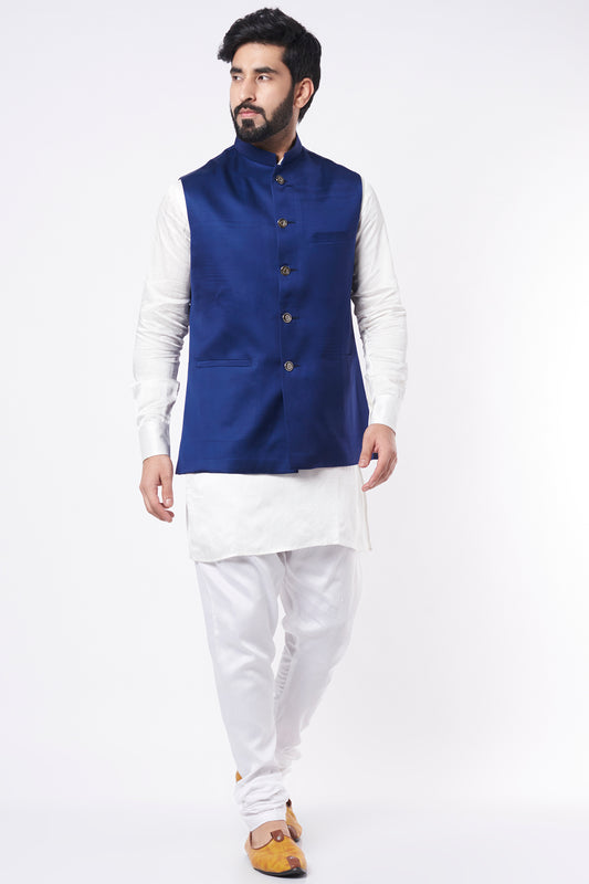 Navy Blue Bundi Jacket with Kurta Set - Spring Break