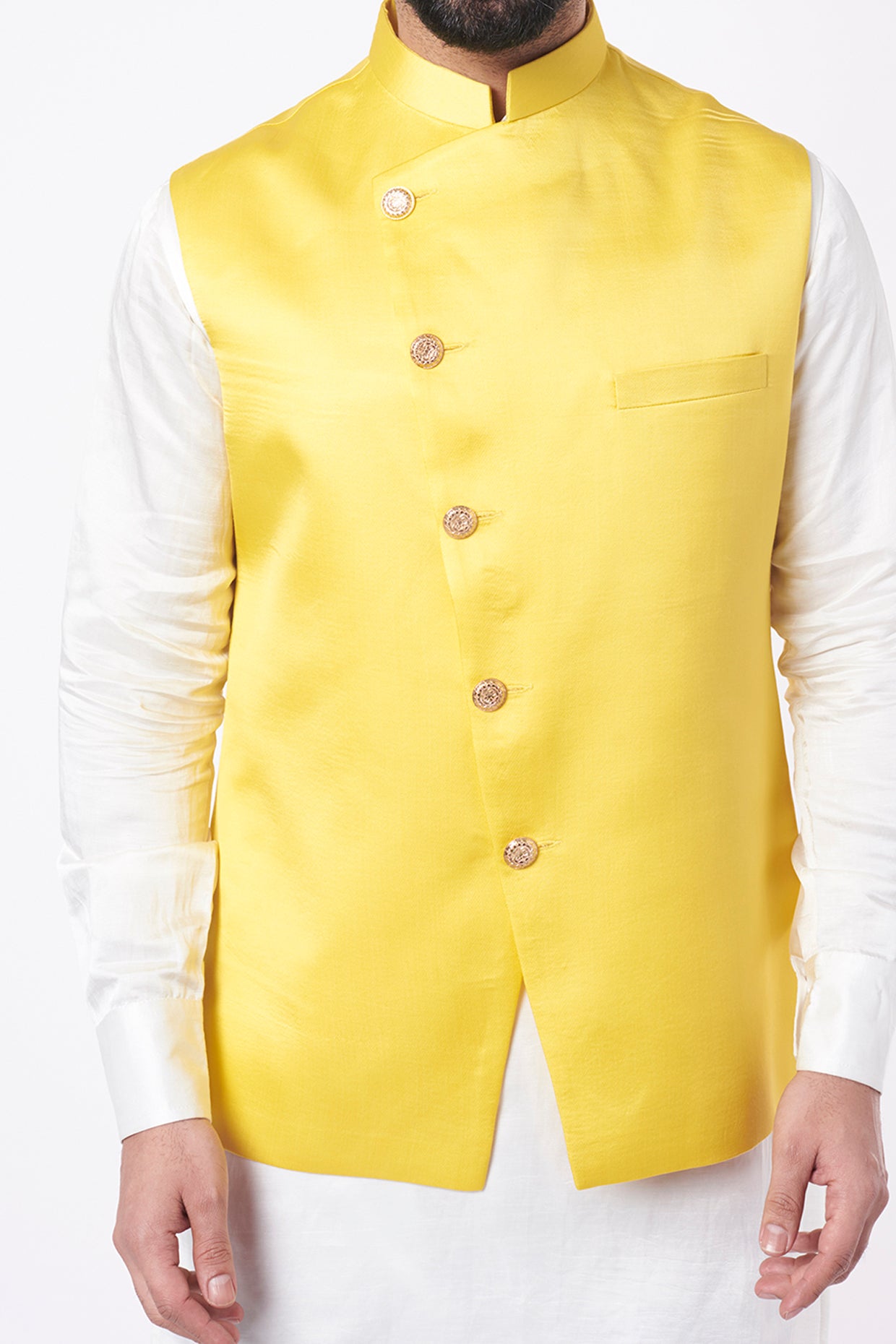 Yellow Bundi Jacket with Kurta Set - Spring Break
