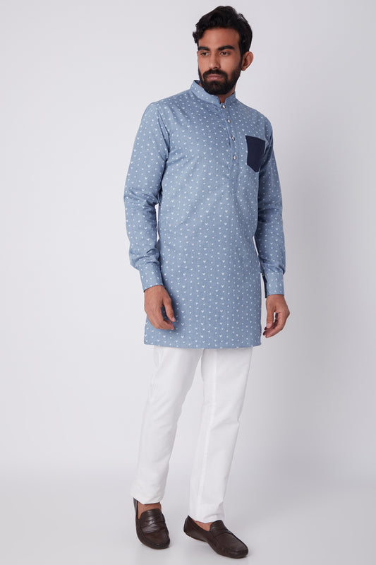 Heart Print Denim Kurta - Spring Break