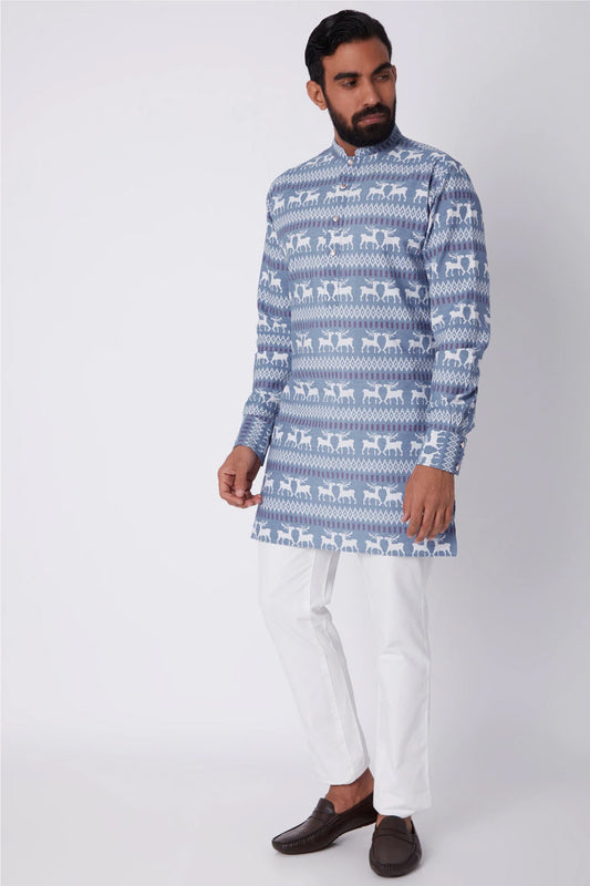 Denim Printed Kurta - Spring Break