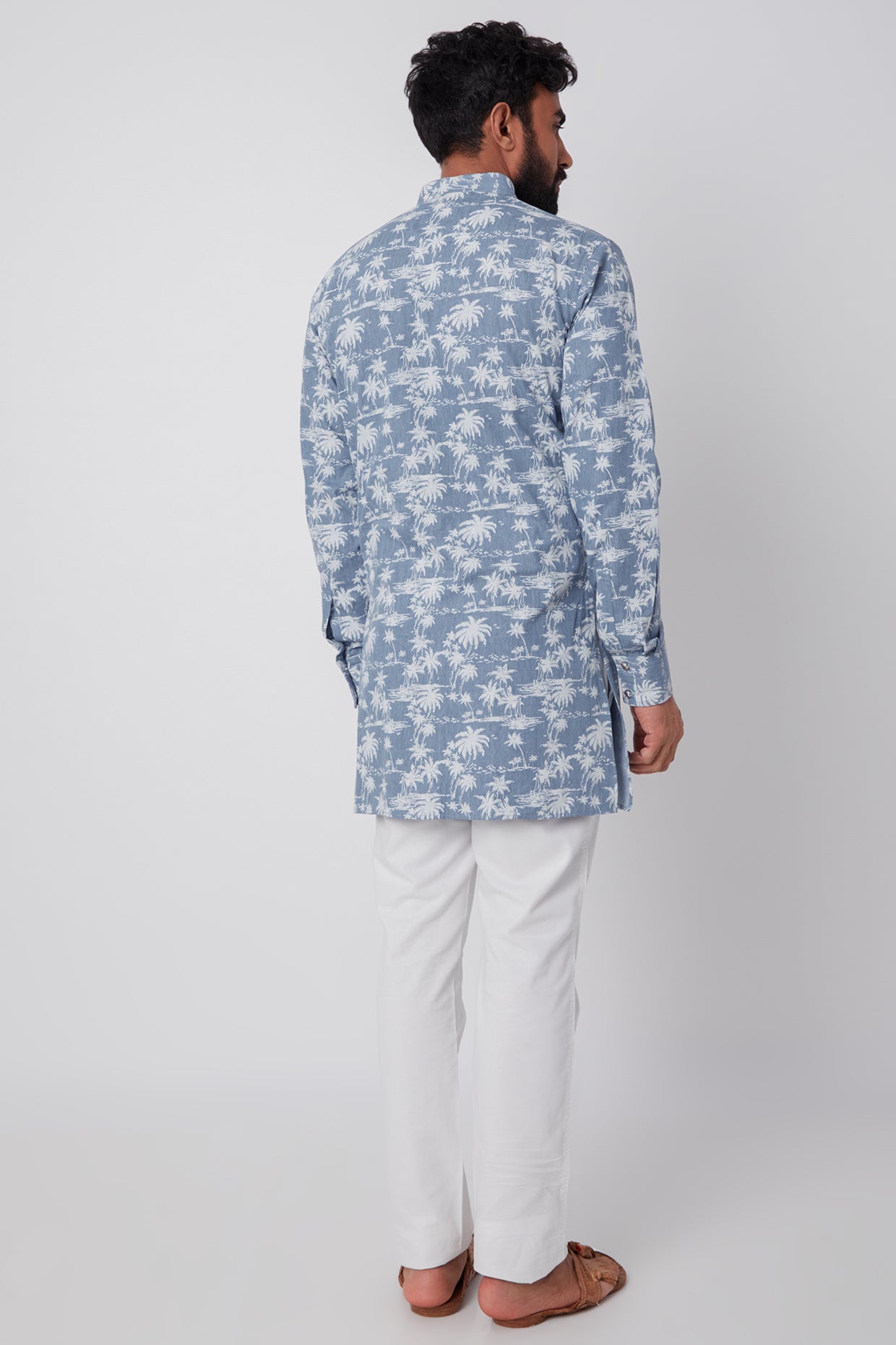 Denim Palm Tree Kurta - Spring Break