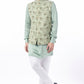 Mint Floral Print Bundi Jacket with Kurta Set - Spring Break