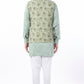 Mint Floral Print Bundi Jacket with Kurta Set - Spring Break