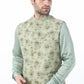 Mint Floral Print Bundi Jacket with Kurta Set - Spring Break