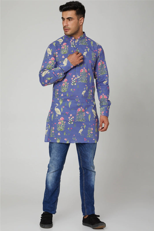 Blue floral Print Kurta - Spring Break