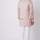 Blush Pink Linen Satin Bundi Jacket With Kurta Set - Spring Break