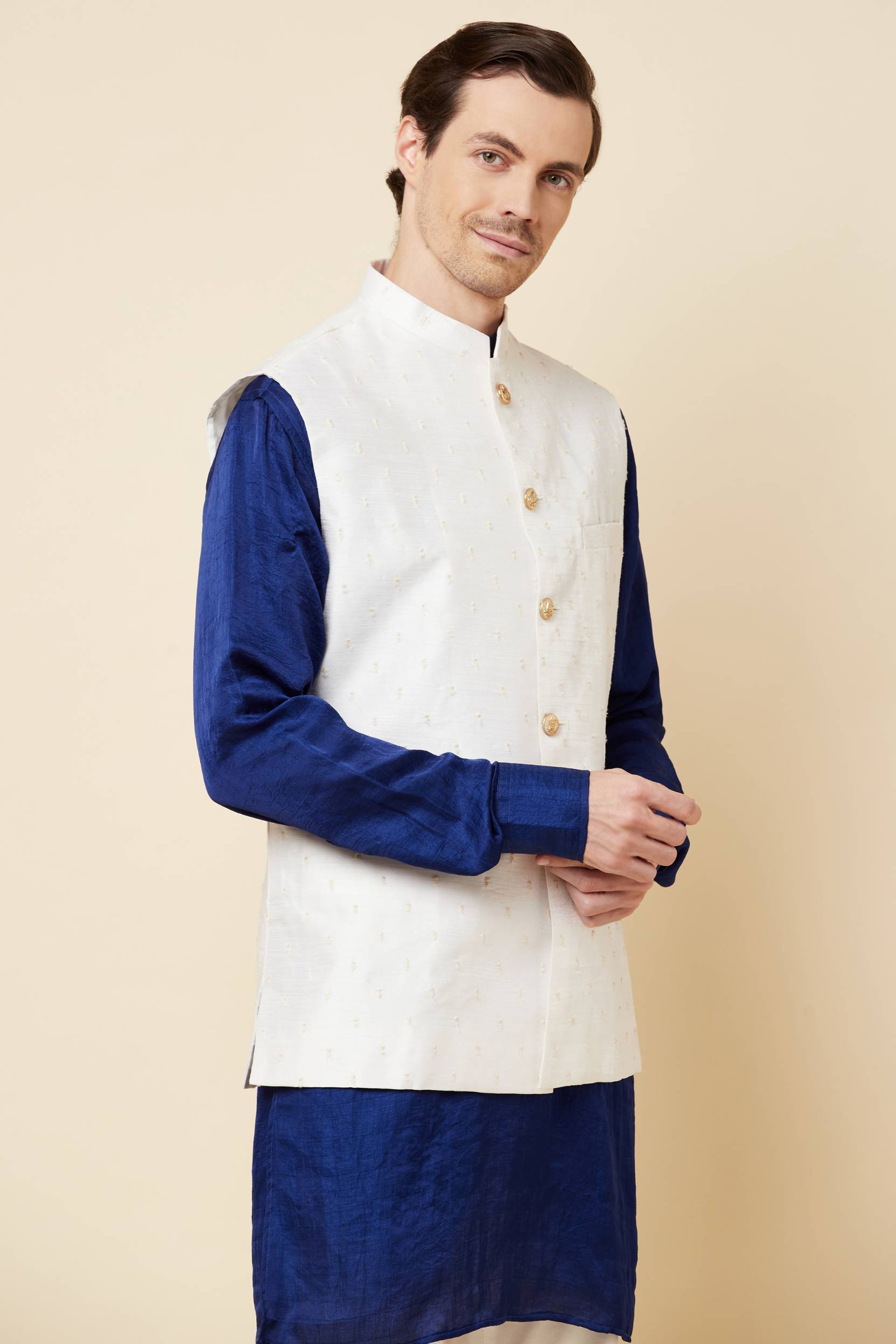 White Embroidered Jacket Kurta Set - Spring Break