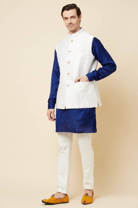 White Embroidered Jacket Kurta Set - Spring Break