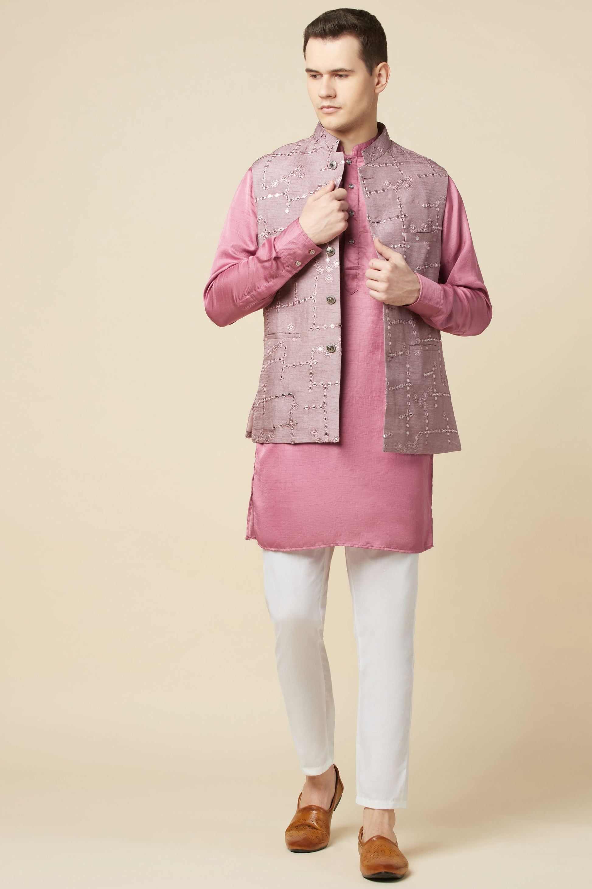 Mirror Embroidered Jacket Kurta Set - Spring Break